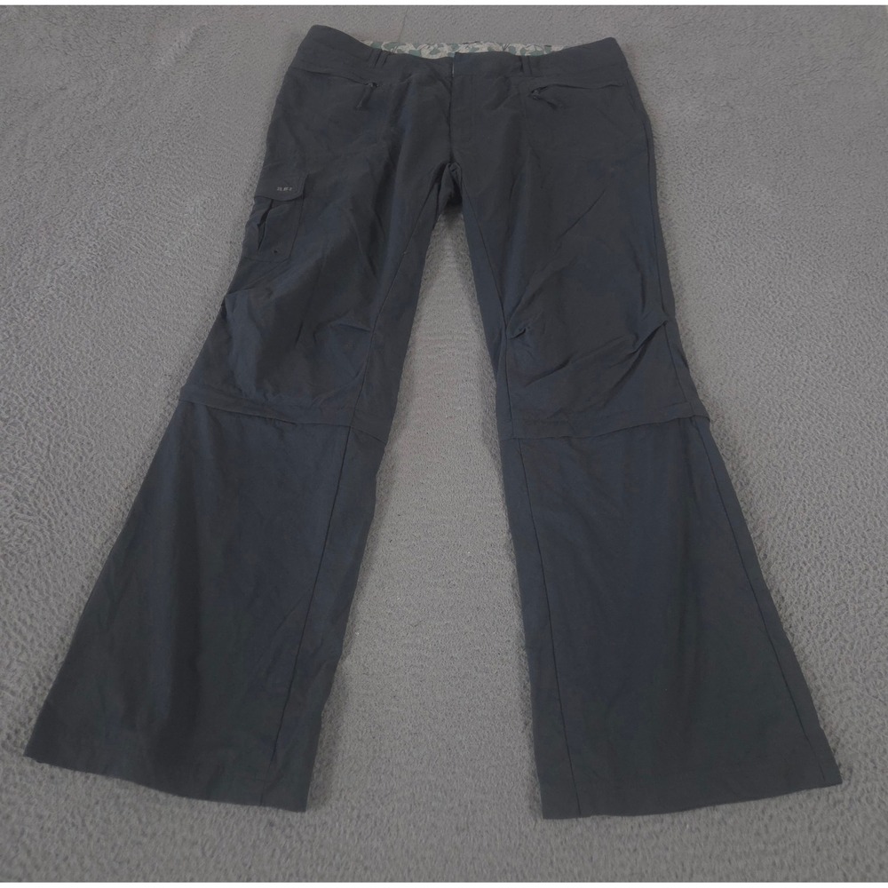 REI Pants Womens 16 Gray Rendezvous Convertible Hiking Straight Nylon Spandex